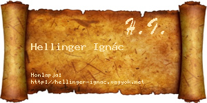 Hellinger Ignác névjegykártya
